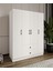 %100 Mdf 4 Kapaklı 2 Çekmeceli 12 Raflı Elbise Dolabı – Gardırop / Soft Beyaz 182X140X52 cm Animasyonlu Moriva 1