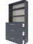 Arges Dolap 3 Raflı 3 Çekmeceli 88X30X182 Antrasit-Antrasit 5