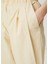 Krem Pileli Poplin Pantolon 5