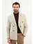 Çizgili Slim Fit Geniş Yaka Kruvaze Yün Erkek Ceket 4