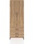 Arges Dolap Tek Raflı 3 Çekmeceli Tek Askılı 88X30X243 Çam-Çam 1