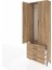 Arges Dolap Tek Raflı 3 Çekmeceli Tek Askılı 88X30X243 Çam-Çam 4