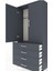 Arges Dolap Tek Raflı 4 Çekmeceli Tek Askılı 88X30X182 Antrasit-Antrasit 5