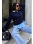Poplin ve Denim Garnili Triko Kazak -Lacivert 6