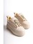 Brıanna Bağcıklı Ortopedik Taban Renkli Taş Dekorlu Kadın Sneaker Spor Ayakkabı Ckt - Krem/altın 4