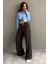 Acı Kahve Çift Bel Bantlı Wide Leg Kadın Pantolon MG2551 1