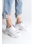 Tokyo Bağcıklı Ortopedik Taban Triko Detaylı Kadın Spor Ayakkabı Tbt - Beyaz/gri 1