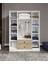 %100 Mdf 4 Kapaklı 2 Çekmeceli 12 Raflı Elbise Dolabı – Gardırop 182X140X52 cm Meşe Soft Beyaz – Animasyonlu / Moriva 5
