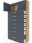 Arges Dolap Tek Raflı 7 Çekmeceli 2 Kapaklı 88X30X182 Çam-Antrasit 5