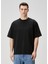 Siyah Logo Form Bağcıklı Organik Pamuk T-Shirt 1