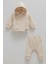 Soft Teddy Kapüşonlu Üçlü Takım - Caramell - TKU1863 - Ekru - 9 - 12 Ay - TKU1863-EKRU-9 - 12 Ay Ekru 1
