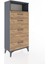 Hyperion Dolap Tek Raflı 4 Çekmeceli 60X44X134 Antrasit-Çam 2