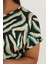 Büyük Beden Bisiklet Yaka Kısa Kollu Zebra Desenli Bluz 303918 5