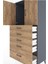 Hyperion Dolap Tek Raflı 5 Çekmeceli 2 Kapaklı 88X44X182 Antrasit-Çam 5