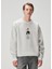 Gri Bej Kaz Figürlü Oversized Sweatshirt 1