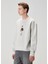 Gri Bej Kaz Figürlü Oversized Sweatshirt 4