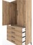 Hyperion Dolap Tek Raflı 4 Çekmeceli Tek Askılı 88X44X182 Çam-Çam 5