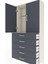 Arges Dolap Tek Raflı 5 Çekmeceli Tek Askılı 88X30X182 Aytaşı-Antrasit 5