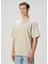 Bej Logo Nakışlı T-Shirt 3
