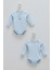 Soft Colour Uzun Kollu Çıtçıtlı Ikili Body - Caramell - BU1592 - Mavi - 3 - 6 Ay - BU1592-MAVI-3 - 6 Ay Mavi 1