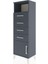 Arges Dolap Tek Raflı 4 Çekmeceli Tek Kapaklı 44X30X134 Antrasit-Antrasit 3