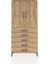 Arges Dolap Tek Raflı 5 Çekmeceli Tek Askılı 88X30X182 Çam-Çam 1