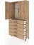Arges Dolap Tek Raflı 5 Çekmeceli Tek Askılı 88X30X182 Çam-Çam 4