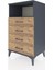 Hyperion Komodin Tek Raflı 4 Çekmeceli 60X44X106 Antrasit-Çam 3