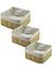 3 Boy Kare Bambu Kenar Organizer Sepet Ahşap Altlık - Bezli 17X17-21X21-26X26CM (5264) 1
