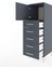 Hyperion Dolap Tek Raflı 5 Çekmeceli Tek Kapaklı 44X44X134 Antrasit-Antrasit 4