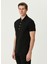 Siyah Polo Yaka Logo Jakarlı T-Shirt 3