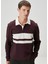 Bordo Polo Yaka Çizgi Desenli Sweatshirt 1