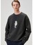 Antrasit Köpek Figürlü Oversized Sweatshirt 1