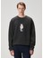 Antrasit Köpek Figürlü Oversized Sweatshirt 2