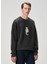 Antrasit Köpek Figürlü Oversized Sweatshirt 4
