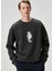 Antrasit Köpek Figürlü Oversized Sweatshirt 5