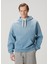 Ethos Mavi Kapüşonlu Organik Pamuk Sweatshirt 3