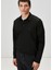 Comfort Fit Siyah Polo Yaka Sweatshirt 2
