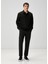 Comfort Fit Siyah Polo Yaka Sweatshirt 3