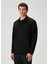 Comfort Fit Siyah Polo Yaka Sweatshirt 4