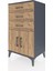 Hyperion Komodin Tek Raflı 3 Çekmeceli 2 Kapaklı 60X44X106 Antrasit-Çam 3