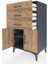 Hyperion Komodin Tek Raflı 3 Çekmeceli 2 Kapaklı 60X44X106 Antrasit-Çam 4