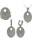 Gümüş Beyaz Taşlı Oval Bayan Set 1