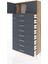 Arges Dolap Tek Raflı 8 Çekmeceli 2 Kapaklı 88X30X182 Çam-Antrasit 4