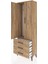 Arges Dolap Tek Raflı 3 Çekmeceli Tek Askılı 60X30X182 Çam-Çam 4