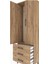 Arges Dolap Tek Raflı 3 Çekmeceli Tek Askılı 60X30X182 Çam-Çam 5