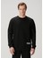 Siyah Logo Baskılı Organik Pamuk Sweatshirt 1