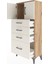Arges Dolap Tek Raflı 4 Çekmeceli 2 Kapaklı 60X30X134 Çam-Aytaşı 4