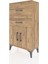 Arges Komodin Tek Raflı 2 Çekmeceli 2 Kapaklı 60X30X106 Çam-Çam 5
