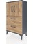 Arges Komodin 2 Raflı 2 Çekmeceli 2 Kapaklı 60X30X106 Antrasit-Çam 5